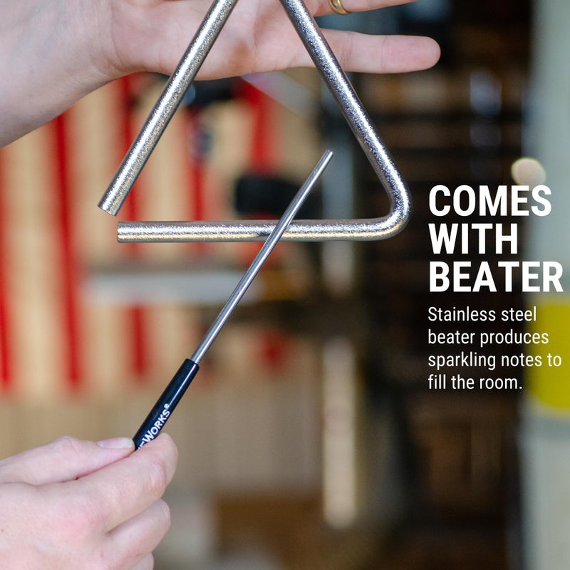 TreeWorks Chimes 6" Triangle Percussion Musical Instrument â€” MADE IN U.S.A. â€” with Beater/Striker and Holder, Professional Studio-Grade - Image 5